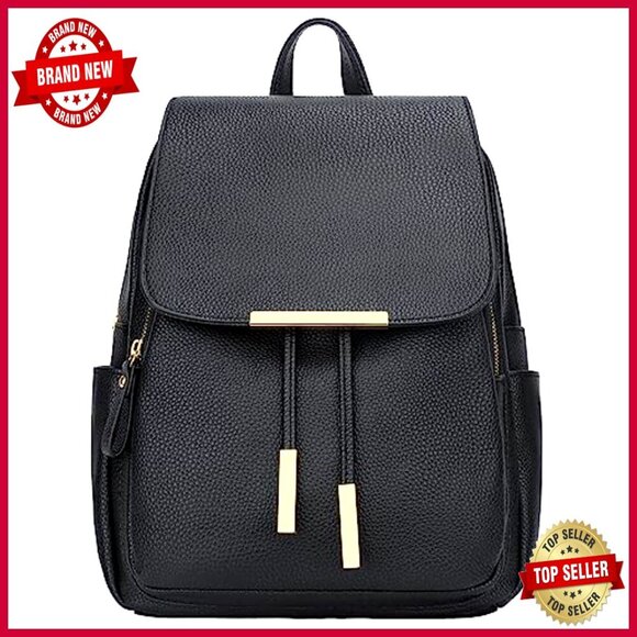 Faux Leather Backpack Purse with Adjustable Straps and 7 Pockets for Travel